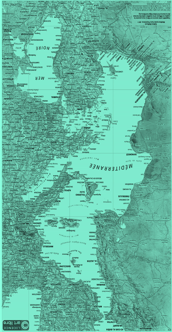 Réintreprétation de la carte de Sabine Réthoré, Méditerannée Sans frontière, Robba 2021