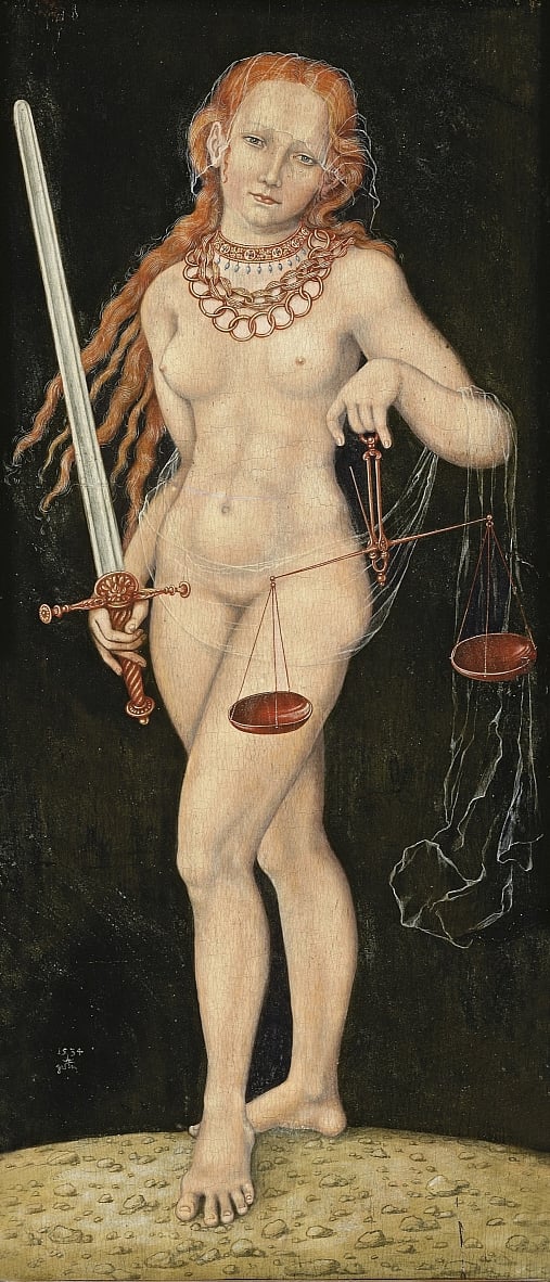 Lucas Cranach l'Ancien, Justice, 1534 Lucas Cranach l'Ancien, Justice, 1534