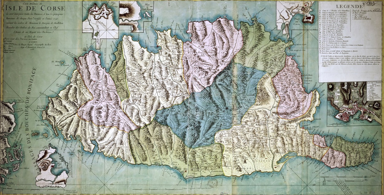 Carte militaire de l'Isle de Corse, 1768