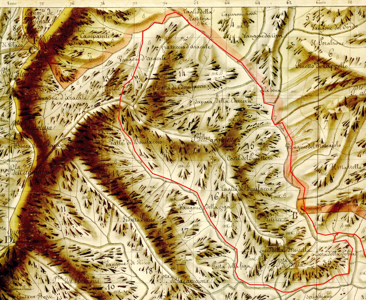 Détail du Plan Terrier, région de Bonifaziu Détail du Plan Terrier, région de Bonifaziu