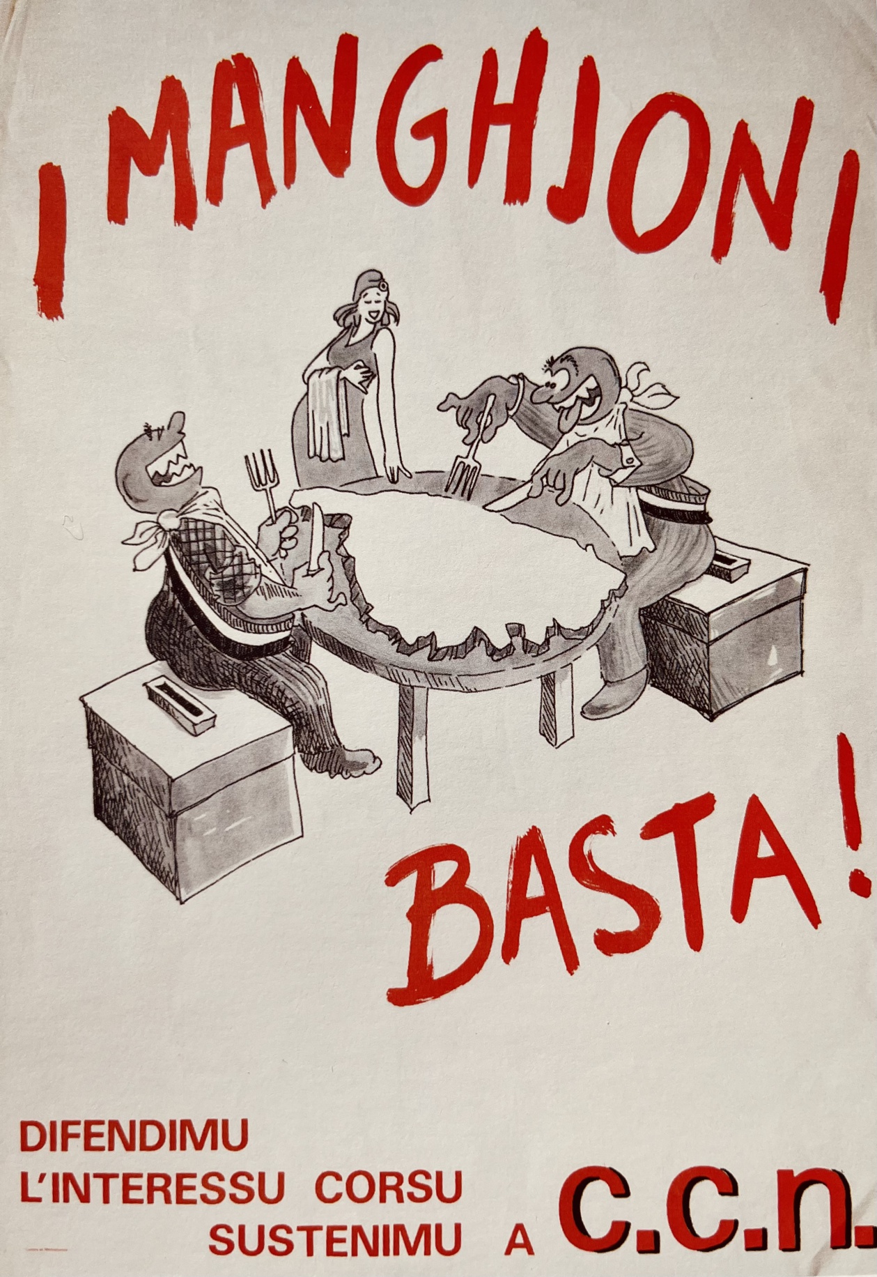 Dessin de Battì, mise en affiche 1983. In Guarda Fratellu ! Dessin de Battì, mise en affiche 1983. In Guarda Fratellu !