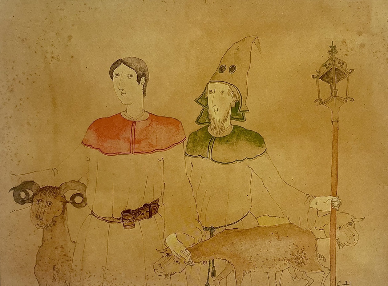 Tonì Casalonga, Deux confrères et trois brebis, 1971 Tonì Casalonga, Deux confrères et trois brebis, 1971