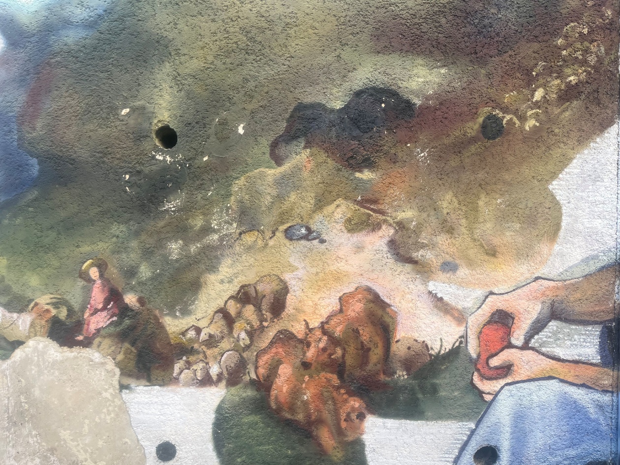 Street Art in Corti, détail d'une fresque murale Street Art in Corti, détail d'une fresque murale