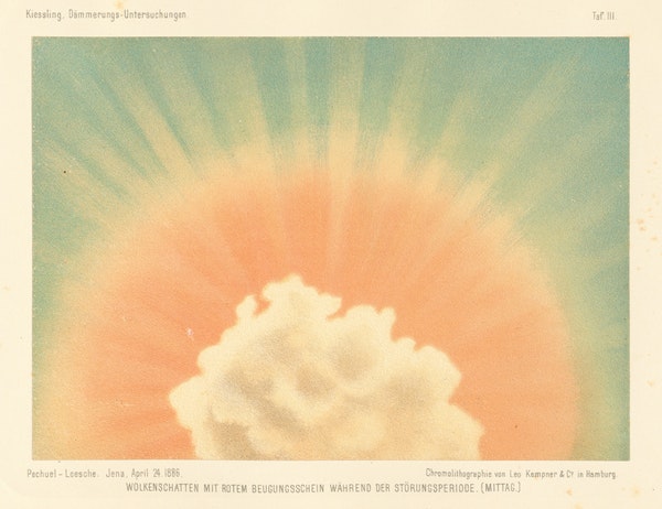 Cloud Shadow With Red Diffusion Light During the Disturbance Period. (Midday) — Jena, April 24th 1884. Cloud Shadow With Red Diffusion Light During the Disturbance Period. (Midday) — Jena, April 24th 1884.
