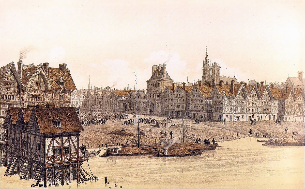 Une pendaison sur la place de Grève et l’hôtel de ville en 1583, Fédor Hoffbauder, 1839, Musée Carnavalet