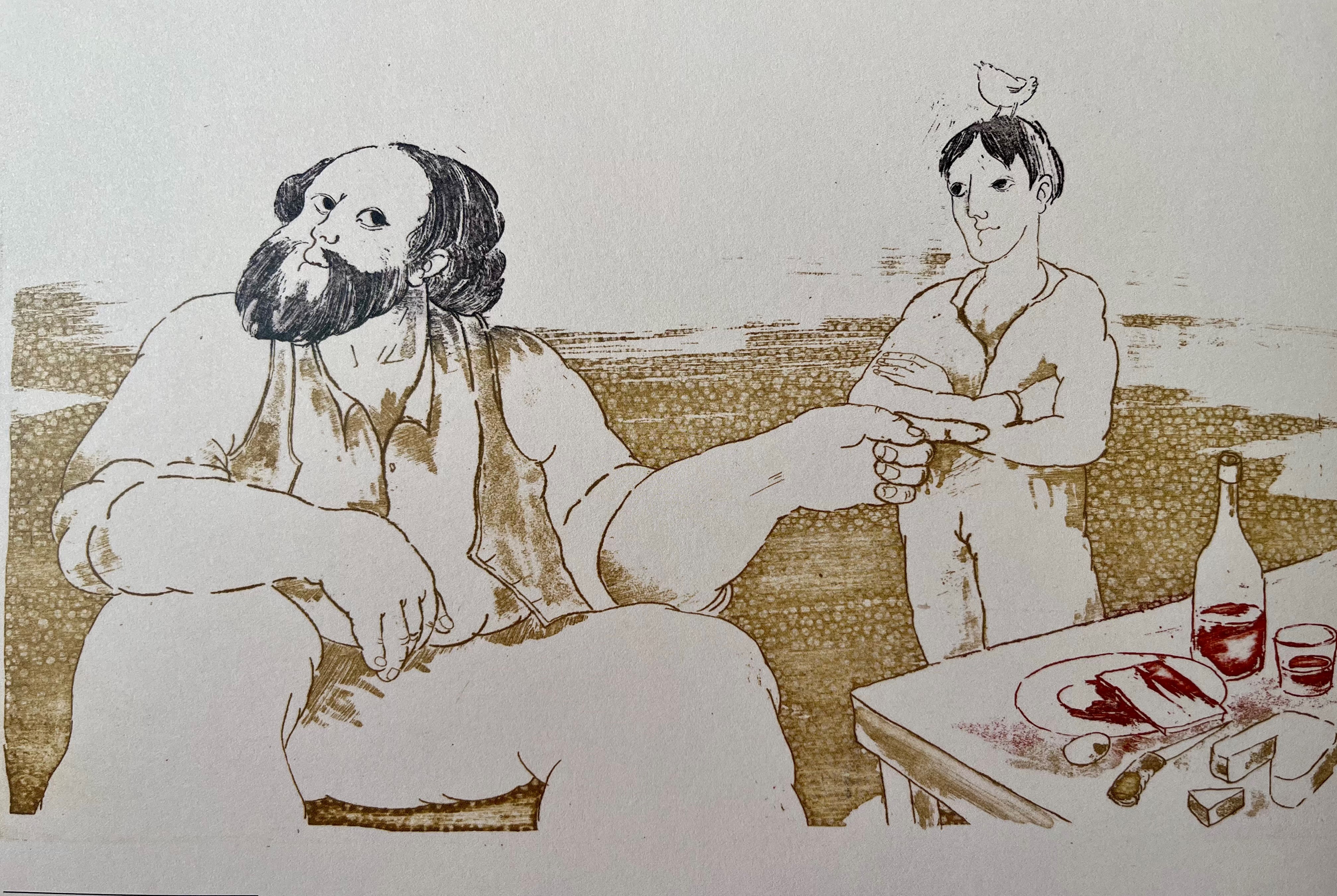 Tonì Casalonga, eau-forte, U Barbutu & u Rusiignolu Tonì Casalonga, eau-forte, U Barbutu & u Rusiignolu