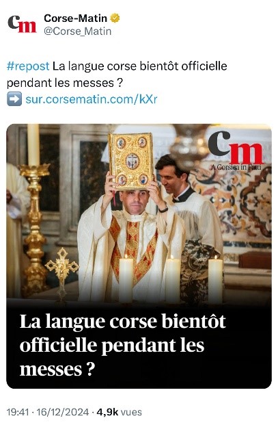 Visita di u Papa in Corsica: la paix des langues a-t-elle eu lieu ? Visita di u Papa in Corsica: la paix des langues a-t-elle eu lieu ?